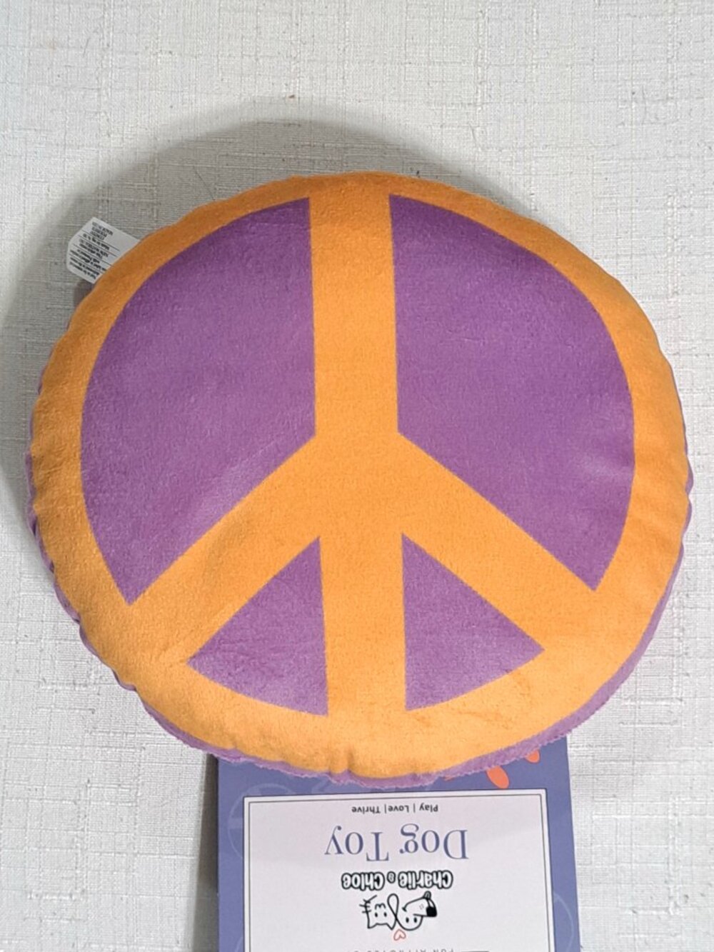 Charlie & Chloe Plush Peace Sign Squeaker Dog Toy